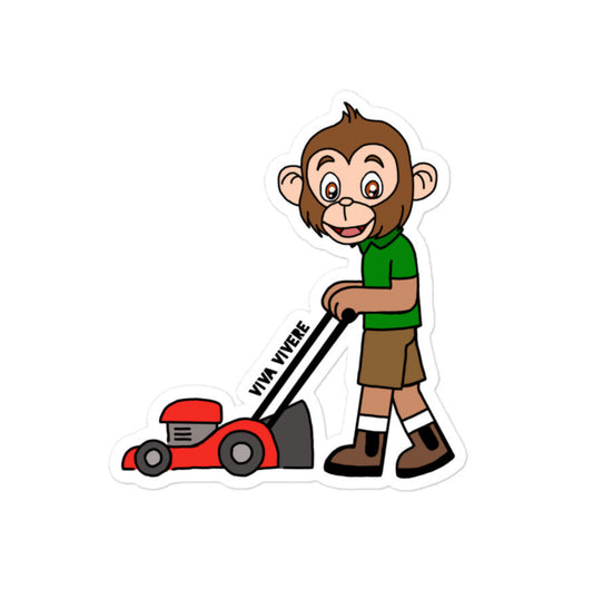 Mowing Monkey Sticker